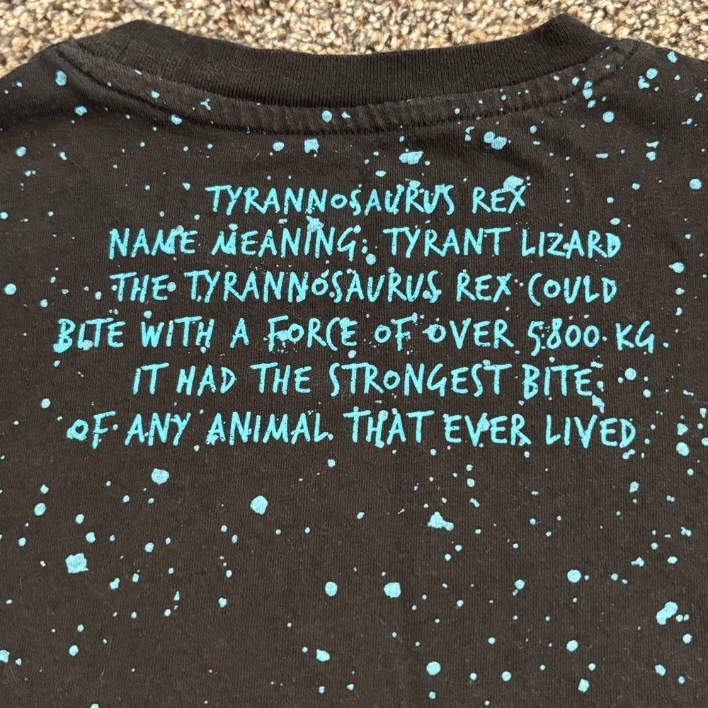 🦖 Kids' Jurassic World Black & Teal Logo Graphic Tee Size 6/7 Dinosaur - Picture 4 of 6